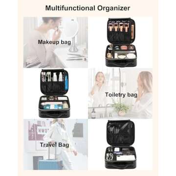 Relavel Travel Makeup Case, Train Case Makeup Brush Organizer, Professional Makeup Artist Makeup Bag, with Adjustable Partition and Shoulder Straps (Crocodile, Small)