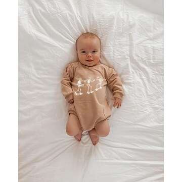 Endorothii Infant Baby Girl Boy Halloween Clothes Skeleton Romper Long Sleeve Crewneck Sweatshirt Bodysuit Outfit (Brown Skater Skeleton, 0-3 Months)