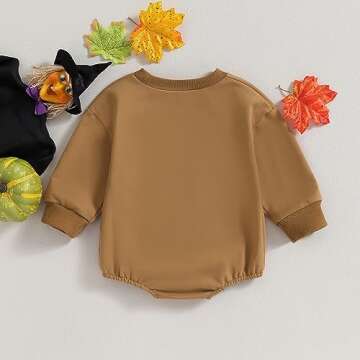 Endorothii Infant Baby Girl Boy Halloween Clothes Skeleton Romper Long Sleeve Crewneck Sweatshirt Bodysuit Outfit (Brown Skater Skeleton, 0-3 Months)