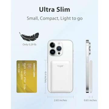 TG90° Mini Power Bank with Built-in Foldable AC Wall Plug and Cables, 5000mAh Slim Portable Phone Charger USB C Battery Pack, 3 Outputs Battery Charger Compatible with iPhone16 Series,Samsung