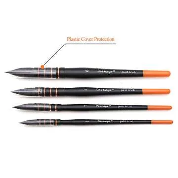 Dainayw Watercolor Paint Brushes, 4 Size Professional Round Squirrel Hair & Horse Hair Synthetic Blend Paint Brush Set for Art Painting, Gouache, Wash/Mop, Artist Quality Supplies