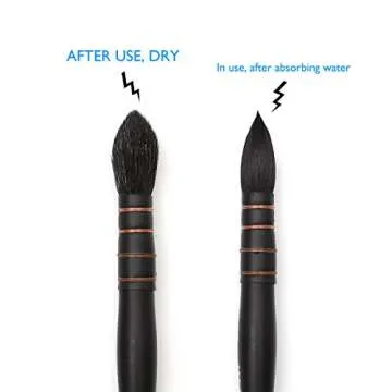 Dainayw Watercolor Paint Brushes, 4 Size Professional Round Squirrel Hair & Horse Hair Synthetic Blend Paint Brush Set for Art Painting, Gouache, Wash/Mop, Artist Quality Supplies