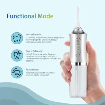 Portable Water Dental Flosser with 4 Nozzles for All Ages
