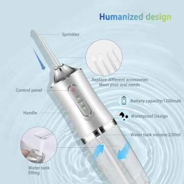 Portable Water Dental Flosser with 4 Nozzles for All Ages