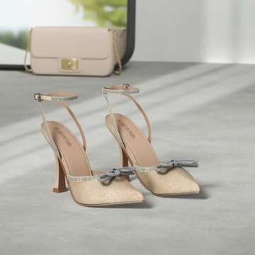 DREAM PAIRS Destiny High Heels: Shimmering Rhinestone Strap Pumps for Weddings