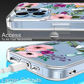 GiiKa for iPhone 13 Pro Case with Screen Protector, 6.1 inch Clear Full Body Shockproof Protective Floral Girls Women Hard Case with TPU Bumper Cover Phone Case for iPhone 13 Pro, Small Flowers