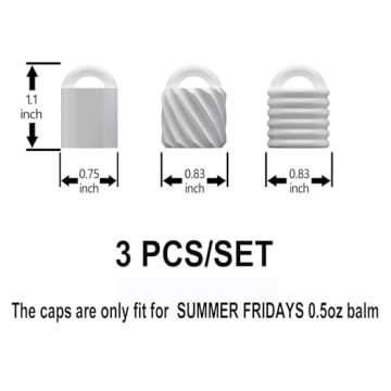 Keychain Cap for Summer Fridays,Lip Balm Replacement Cover,Attachment for Lip Balm,(ONLY Cap) (White...
