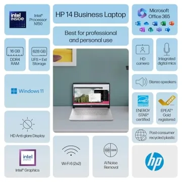 HP 14 Laptop - Student Ready with 16GB RAM & Office 365