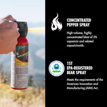 Counter Assault Bear Spray - 2% Capsaicin Bear Deterrent - Pepper Spray for Hiking, Camping, Hunting & More - 8.1 oz
