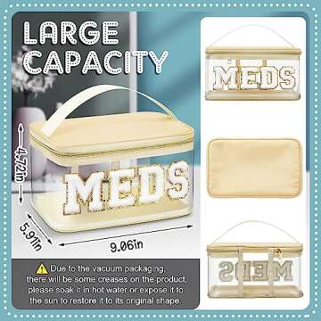 Geetery Chenille Letter Makeup Bag for Travel and Storage