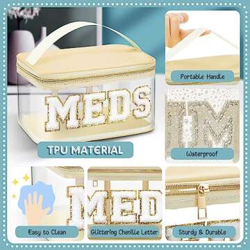 Geetery Chenille Letter Makeup Bag for Travel and Storage