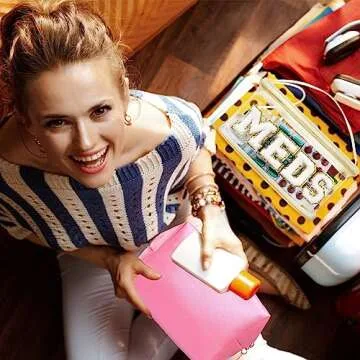 Geetery Chenille Letter Makeup Bag for Travel and Storage