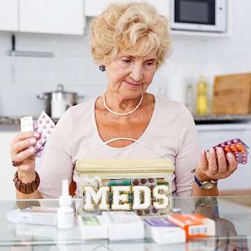 Geetery Chenille Letter Makeup Bag for Travel and Storage