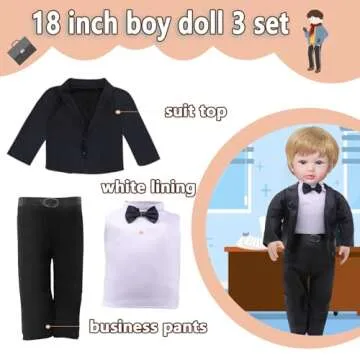 6 Piece Fashion 16 Inch Boy Doll Clothes Casual Wear Plaid Jacket Pants Sportswear Outfits with Tuxedo Suits for 16" Doll Accessories