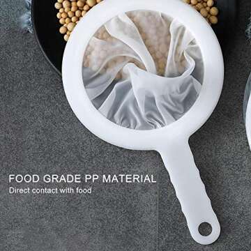 Sasha Square Kitchen Ultra-Fine Nylon Mesh Strainer I Plastic Sieve Fine Mesh Filter Spoon For Soy Milk Coffee Milk Yogurt Juice Kefir Honey Wine coladores de cocina (100 Mesh)