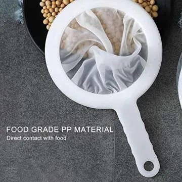 Sasha Square Kitchen Ultra-Fine Nylon Mesh Strainer I Plastic Sieve Fine Mesh Filter Spoon For Soy Milk Coffee Milk Yogurt Juice Kefir Honey Wine coladores de cocina (100 Mesh)