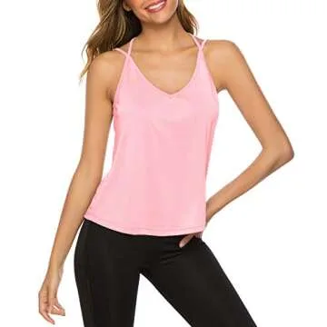 DIBAOLONG Womens Workout Tops Sexy Open Back Yoga Shirts Backless Running Gym Sports Activewear Tank Tops