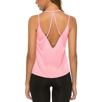 DIBAOLONG Womens Workout Tops Sexy Open Back Yoga Shirts Backless Running Gym Sports Activewear Tank Tops