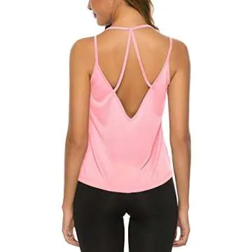 DIBAOLONG Womens Workout Tops Sexy Open Back Yoga Shirts Backless Running Gym Sports Activewear Tank Tops