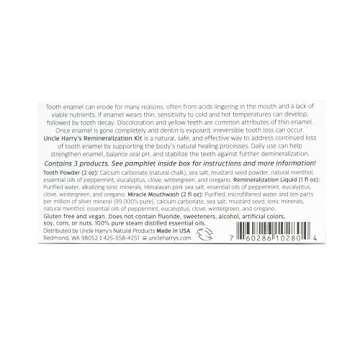 Uncle Harry's Natural Remineralization Kit for Tooth Enamel & Mineral - 3 Products Strengthen Weak Enamel & Correct Oral Care Issues (1 kit)