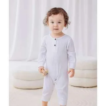 Bafeicao Baby Boy Girl 3 Pack Solid Romper Ribbed Long Sleeve Bodysuit Jumpsuit Infant Knitted Outfi...