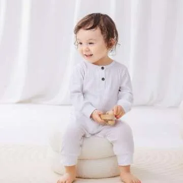 Bafeicao Baby Boy Girl 3 Pack Solid Romper Ribbed Long Sleeve Bodysuit Jumpsuit Infant Knitted Outfits Clothes, White+Grey+Black, 6-12M