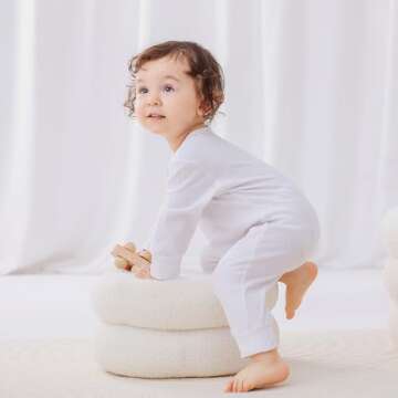 Bafeicao Baby Boy Girl 3 Pack Solid Romper Ribbed Long Sleeve Bodysuit Jumpsuit Infant Knitted Outfits Clothes, White+Grey+Black, 6-12M