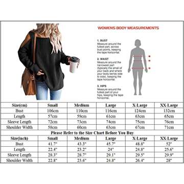 MaQiYa Women's Cold Shoulder Oversized Sweaters Batwing Long Sleeve Square Neck Chunky Knit Fall Tunic Sweater Tops Black