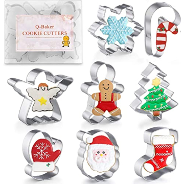Christmas Cookie Cutters, 8Pcs Winter Holiday Cookie Cutter Set