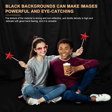 Aimosen 10 x 7 FT Black Backdrop Background for Photography, High Density Polyester Fabric Pure Blac...