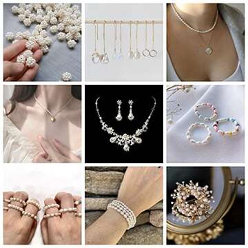 Pearls Beads for Jewelry Making 100pcs 5-6mm Natural Genuine Real Freshwater Cultured Pearl White Rice Oval Loose Gemstone Bead Beading Holes 0.7mm DIY Art Crafts Necklaces Bracelets Earrings Rings