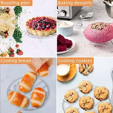 TamBee 2Pcs 7 Inch Air Fryer Rack Cooking Steaming Cooling Multi-Purpose 304 Stainless Steel Round Rack Cross Wire w Stand Cookware Fit for Air Fryer Pressure Cooker Canning (2,7Inch)