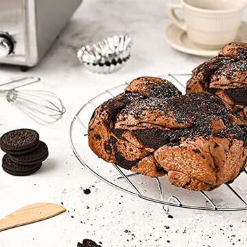 TamBee 2Pcs 7 Inch Air Fryer Rack Cooking Steaming Cooling Multi-Purpose 304 Stainless Steel Round Rack Cross Wire w Stand Cookware Fit for Air Fryer Pressure Cooker Canning (2,7Inch)