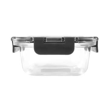 Zyliss E981064 640ml Glass Container, Shatterproof Glass, Airtight Food Storage Box with Sealable Lid, Microwave Safe, BPA Free, Freezer Safe, Fridge Storage, Food Container, 18cm x 14cm x 6cm