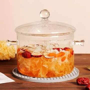 Clear Glass Pot Set for Cooking On Stove - 1.5l/50 Fl Oz Glass Cookware Simmer Pot for Safe for Pasta Noodle, Soup, Milk
