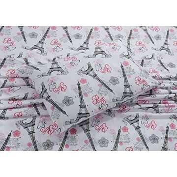 Better Home Style Pink White Black Paris Eiffel Tower Comforter Set - 7 Piece Queen Bedding Set