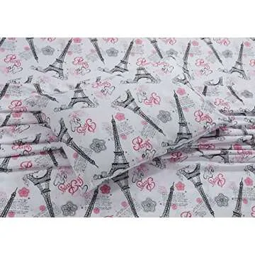 Better Home Style Pink White Black Paris Eiffel Tower Comforter Set - 7 Piece Queen Bedding Set