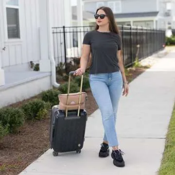 BlueHills Travel Blanket Pillow in Mini Soft Case Premium Plush Airplane Blanket in Soft Bag Compact pack with Luggage Belt and Backpack Clip Warm Plane Pillows Traveling Gifts Packable - Beige M06