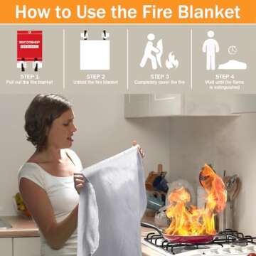 Mondoshop Fire Blankets Emergency for Kitchen Home - Essential Fire Safety for Cocktails.
