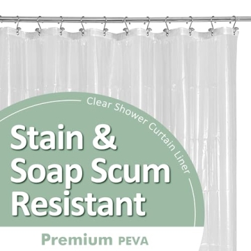Clear PEVA Shower Curtain Liner with Magnets Rustproof Grommets