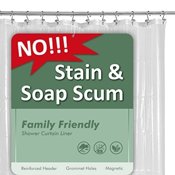 Clear PEVA Shower Curtain Liner with Magnets Rustproof Grommets