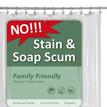 Clear PEVA Shower Curtain Liner with Magnets Rustproof Grommets