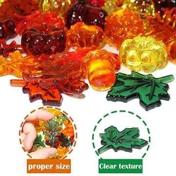 HADDIY Fall Vase Filler,165 Pcs Acrylic Pumpkin Leaves Acorn Gems Sensory Bin Fillers for Thanksgiving Centerpieces Table Decorations,Table Scatters,Preschool Counting and Thanksgiving Craft