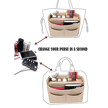 LEXSION Felt Purse Bag Organizer Insert with Zipper
