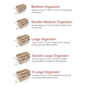 LEXSION Felt Purse Bag Organizer Insert with Zipper