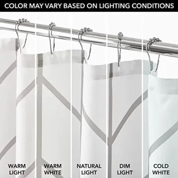 mDesign Fabric Geometric Shower Curtain - Chic Waterproof Linen