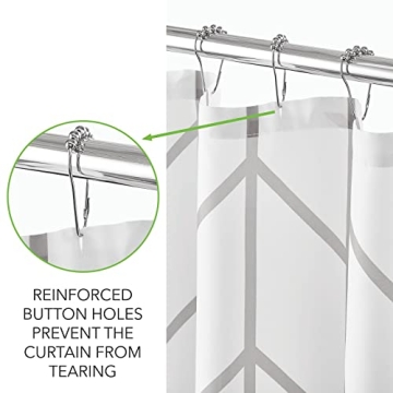 mDesign Fabric Geometric Shower Curtain - Chic Waterproof Linen