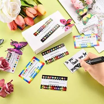 320 Pieces Punch Cards, Incentive Loyalty Reward Card Student Awards Loyalty Cards for Business, Classroom, Kids Behavior, Students, Teachers, 3.5 x 2 Inch, 4 Styles (Colorful)