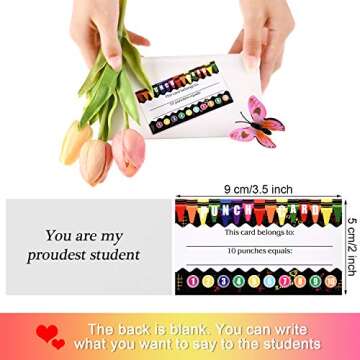 320 Pieces Punch Cards, Incentive Loyalty Reward Card Student Awards Loyalty Cards for Business, Classroom, Kids Behavior, Students, Teachers, 3.5 x 2 Inch, 4 Styles (Colorful)