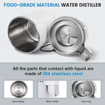 DC HOUSE 1 Gallon Water Distiller Machine, 750W 4L Pure Distilled Water Maker Machine for Home Countertop Table Desktop, Drinking Purifier for Home Kitchen CPAP Hmidifiers with Pastic Container